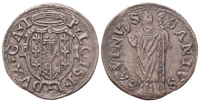 CASTRO. Pier Luigi Farnese (1545-1547). Quattrino; &AElig; (0,62 g; 17,6 mm). P LOISI F DVX CA I 