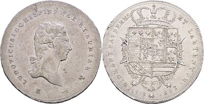 FIRENZE. Regno d'Etruria. Ludovico I di Borbone (1801-1803). Francescone da 10 paoli 1803; Ag 