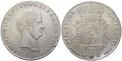 FIRENZE. Granducato di Toscana. Leopoldo II di Lorena (1824-1859). Francescone da 10 Paoli 