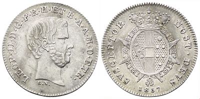 FIRENZE. Granducato di Toscana. Leopoldo II di Lorena (1824-1859), Mezzo Paolo 1857; Ag (1,35 