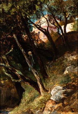 ANONIMO, Landscape with Saint Margaret - ANONIMO Landscape with Saint Margaret Oil on board 60 x 