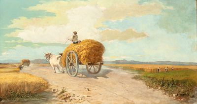 FEDERICO ROSSANO (attribuito a) (Napoli 1835 - 1912), Possible study for the painting "Campo di grano"