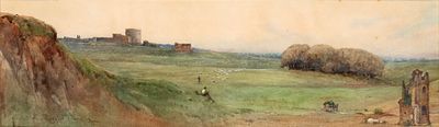 ETTORE ROESLER FRANZ (Roma 1845 - 1907), View of the Appian Way in Rome - ETTORE ROESLER FRANZ 