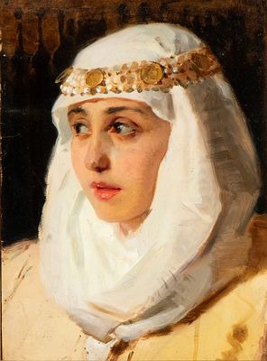 LODOVICO POGLIAGHI (Milano 1857 - Sacro Monte di Varese 1950), Female portrait in traditional Oriental Costume