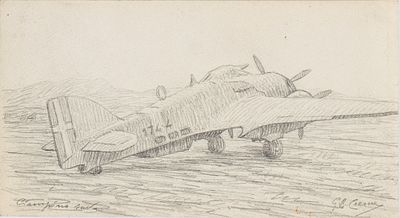 GIOVANNI BATTISTA CREMA (Ferrara 1883 - Roma 1964), Plane in Ciampino - GIOVANNI BATTISTA CREMA 