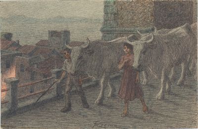 GIOVANNI BATTISTA CREMA (Ferrara 1883 - Roma 1964), Sketch for "Una sera nel Lazio" - GIOVANNI 