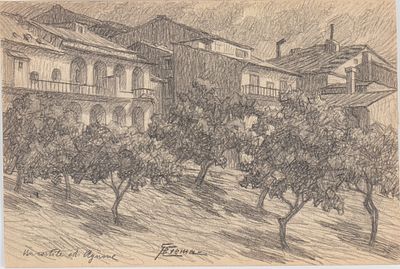 GIOVANNI BATTISTA CREMA (Ferrara 1883 - Roma 1964), A courtyard in Agnone - GIOVANNI BATTISTA 