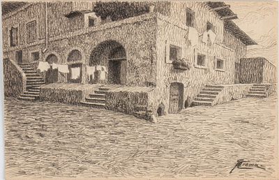 GIOVANNI BATTISTA CREMA (Ferrara 1883 - Roma 1964), Old houses in Rome - GIOVANNI BATTISTA CREMA 