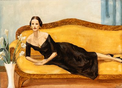 GIOVANNI BUSSA (Torino 1883 - ?), Woman reclining in an elegant dress - GIOVANNI BUSSA (Torino 