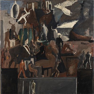 MARIO SIRONI (Sassari 1885 - Milano 1961), Study for the destroyed work "Le opere e i giorni" for the Triennale of Milan of 1933, 1933 ca.