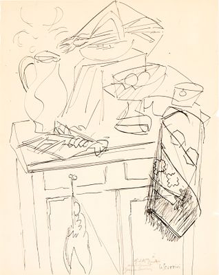 GINO SEVERINI (Cortona 1883 - Parigi 1966), Study for "Le Buffet jaune", 1948 - GINO SEVERINI 