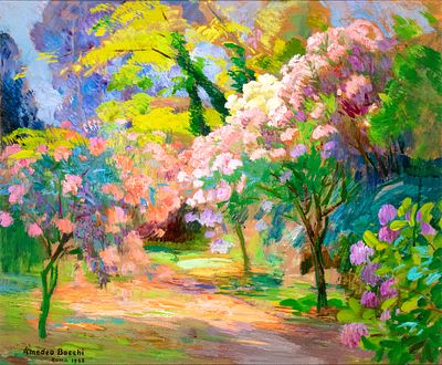 AMEDEO BOCCHI (Parma 1883 - Roma 1976), Spring landscape, 1955 - AMEDEO BOCCHI (Parma 1883 - Roma 