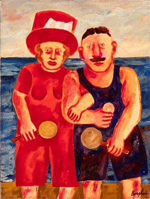 FRANZ BORGHESE (Roma 1941 - 2005), A couple of bathers - FRANZ BORGHESE (Roma 1941 - 2005) A 