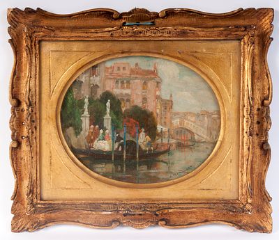 Venezia canal Grande, inizi XX secolo. dipinto ad olio su tavola 20 x 25 cm in cornice, firmato 