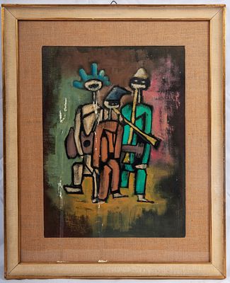 Senza titolo, met&agrave; XX secolo. Olio su cartone 37 x 27 cm in cornice con al retro dedica 
