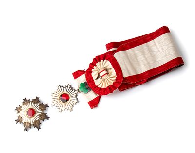 Giappone, Ordine Imperiale del Sol levante, placca e pendente di Gran Croce con fascia, primo 