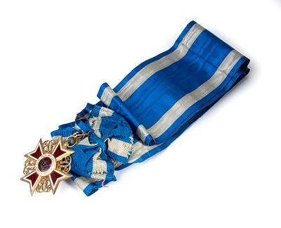 Romania, Regno, Ordine Corona di Romania, fascia e pendente, primo quarto XX sec. Bellissimo 