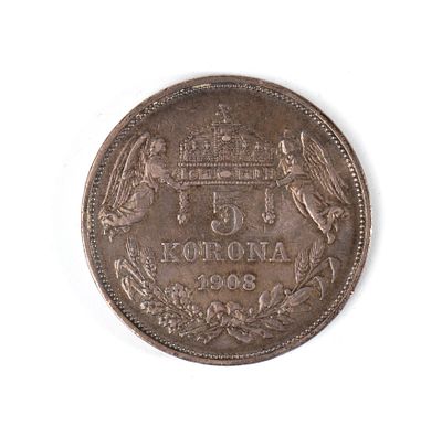 Ungheria, moneta da cinque corone con dedica al verso, primo quarto XX sec. Curioso souvenir di 