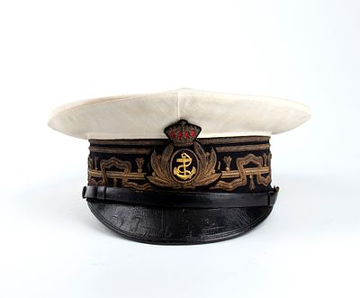 Italia, Regno, berretto da Ammiraglio di Squadra Navale, secondo quarto XX sec. Tamburo con 
