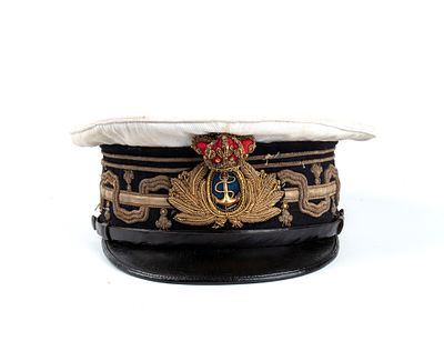 Italia, periodo Umbertino, berretto estivo da Ammiraglio di Squadra Navale, ultimo quarto XIX sec. 
