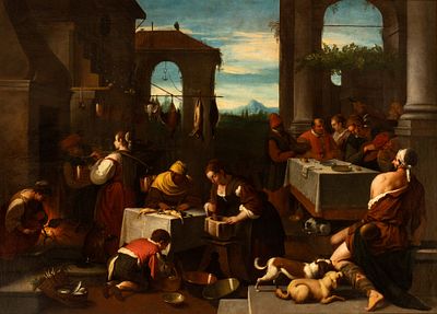 Jacopo Dal Ponte detto Jacopo da Bassano (Bassano del Grappa, 1510 - 1592) Follower of - Lazzaro e 