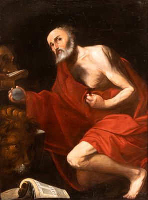 Hendrick van Somer (Lokeren, 1607 - Napoli, 1656) Sphere of - San Girolamo penitente. Oil on canvas 