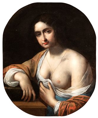 Giovanni Martinelli (Montevarchi, 1600 - Firenze, 1659) - Sibilla. Oil on canvas cm. 74x60. Framed 