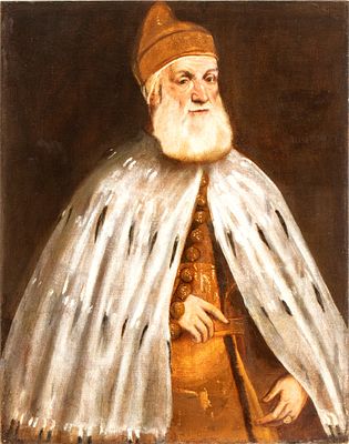 Jacopo Robusti detto il Tintoretto (Venezia, 1518 - 1594) and help - Ritratto di Girolamo Priuli 
