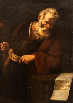 Mattia Preti (Taverna, 1613 - La Valletta, 1699) - Santo apostolo. Oil on canvas cm. 134x95. Framed 