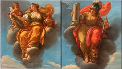 Giuseppe Bartolomeo Chiari
(Roma 1654 - 1727) - a) Allegoria della Prudenza; b) Allegoria della 