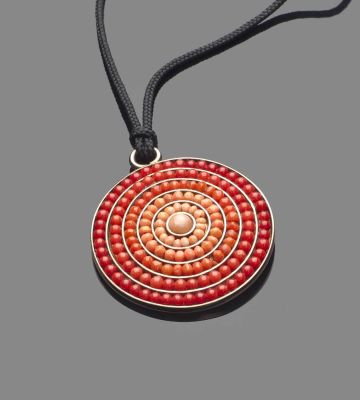 "ECHO" pendant with Sciacca and Mediterranean coral (Corallium Rubrum). Sterling silver 