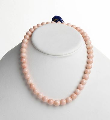 45 Angel skin coral (Corallium Secundum) graduated beads. Manifacture Guarracino, Torre del 