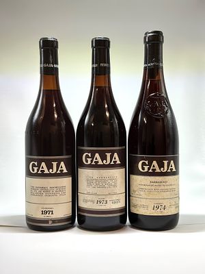 Gaja, Barbaresco, 1971-1973-1974. Italia-Piemonte 0,75 Piemonte, Barbaresco DOCG - 3 bottiglie 