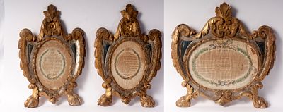 Lot of three card glory, late 18th early 19th century. 43 x 40 x 4cm; 39 x 25 x 3 cm of 