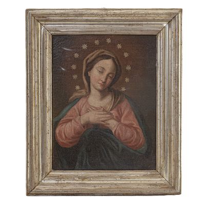 Virgin Praying, late 17th/18th century. oil painting on canvas 35.5 x 27.5 cm in a 
