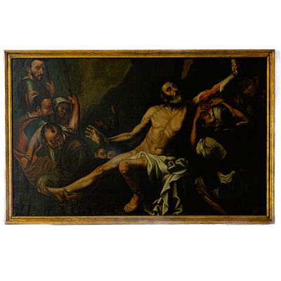 Martyrdom of Saint Bartholomew,, 18th century. oil painting on canvas 110 x 177 cm after Jusepe 