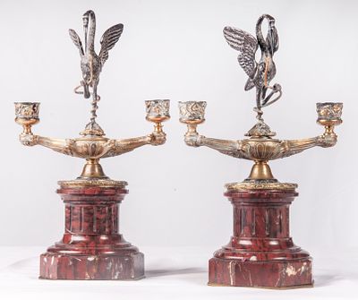 Pair of two-light candlesticks, France, second half of the 19th century. 32 x 29 x 12 cm in 