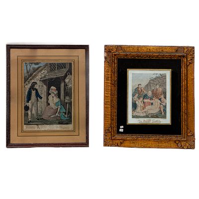 Lot of two multiples on paper with different sizes and subjects, 19th/20th century. within 