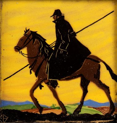 ENEA ANTONELLI (Cervia, 1887 - Marino Laziale , 1951) - Polychrome ceramics 10 x 10 cm Ceramic 