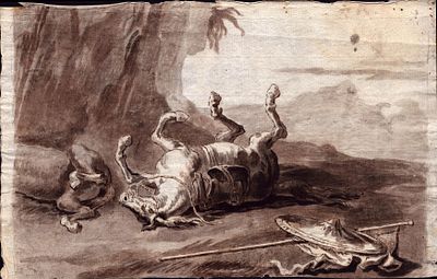 Giandomenico Tiepolo (1727 - 1804) Sphere of - Brown ink and watercolour on laid paper, 185 x 295 mm