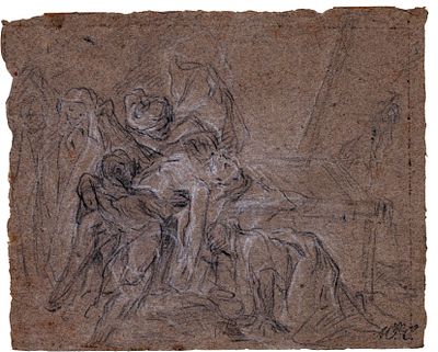 Deposition, Venetian school of the 18th century. Charcoal, pencil and white lead on brown laid 