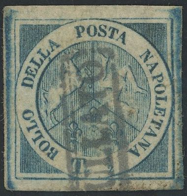 Napoli - TRINACRIA. 1860 - Trinacria 1/2 tr. azzurro n.15, molto ben marginata e perfettamente 