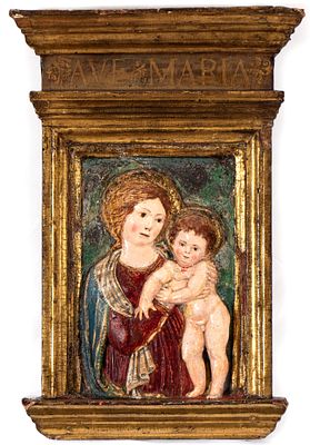 Luca Della Robbia (Firenze, 1399 - 1481) Follower of - Tempera on plaster cm. 48x31. With 