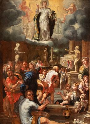 Girolamo Mazzola Bedoli (Parma, 1500 - 1569) Attributed to - Oil on canvas cm. 99x71,5. Framed The 