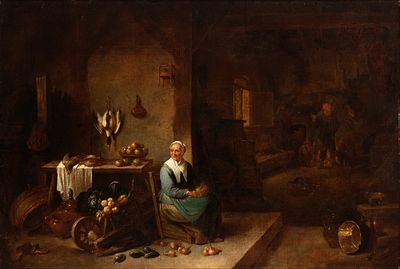 David Teniers Teniers Il Giovane (Anversa, 1610 - Bruxelles, 1690) Sphere of - Oil on canvas cm. 