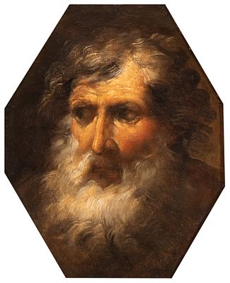 Artista attivo a Roma, XVII secolo - Oil on paper laid down onoctagonal panel cm. 26x19,8. Antique 