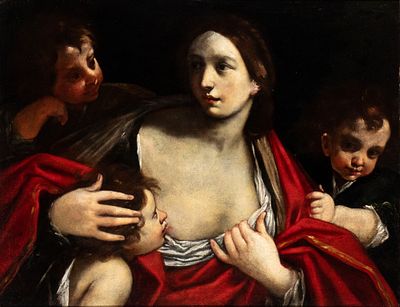 Giacomo Cavedone (Sassuolo, 1577 - Bologna, 1660) - Oil on canvas cm. 75x97,5. Framed The painting 