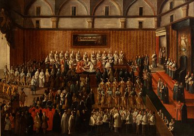 Pier Leone Ghezzi (Roma, 1674 - 1755) Sphere of - Oil on canvas cm. 122x170. Framed 
Provenance: 