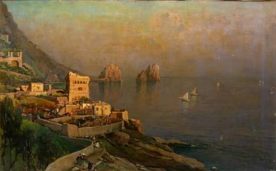 NICOLAS DE CORSI
(Odessa 1882 - Torre del Greco 1956)
, Faraglioni di Capri. NICOLAS DE CORSI 