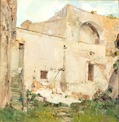 GIUSEPPE CASCIARO
(Ortelle 1863 - Napoli 1941)
, Casolare in campagna 1937. GIUSEPPE CASCIARO 